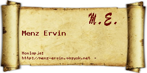 Menz Ervin névjegykártya